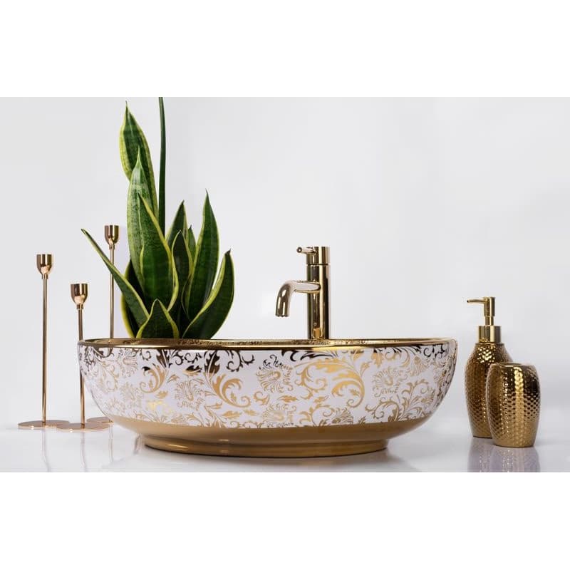 REA - Umývadlo na dosku Margot White/Gold REA-U9650 3