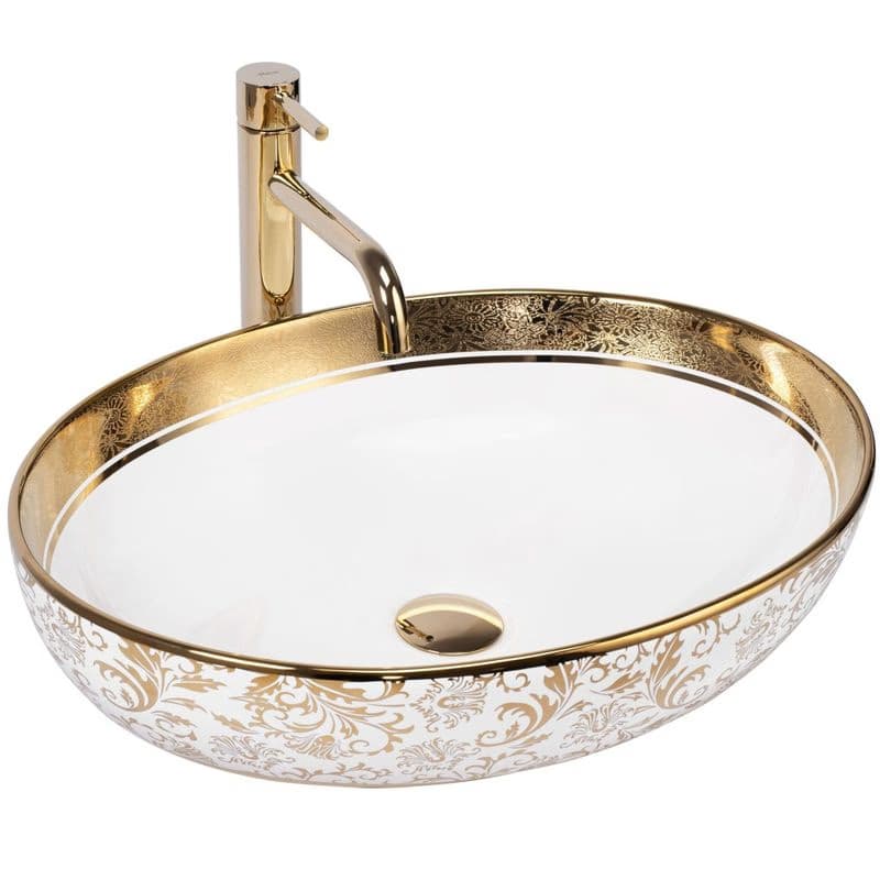 REA - Umývadlo na dosku Margot White/Gold REA-U9650 4