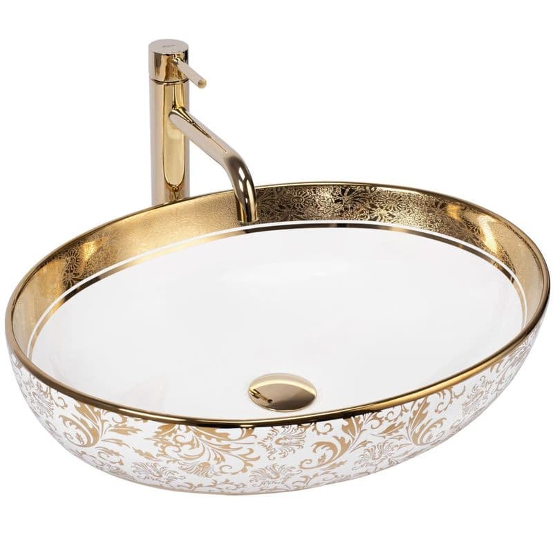 REA - Umývadlo na dosku Margot White/Gold REA-U9650 6