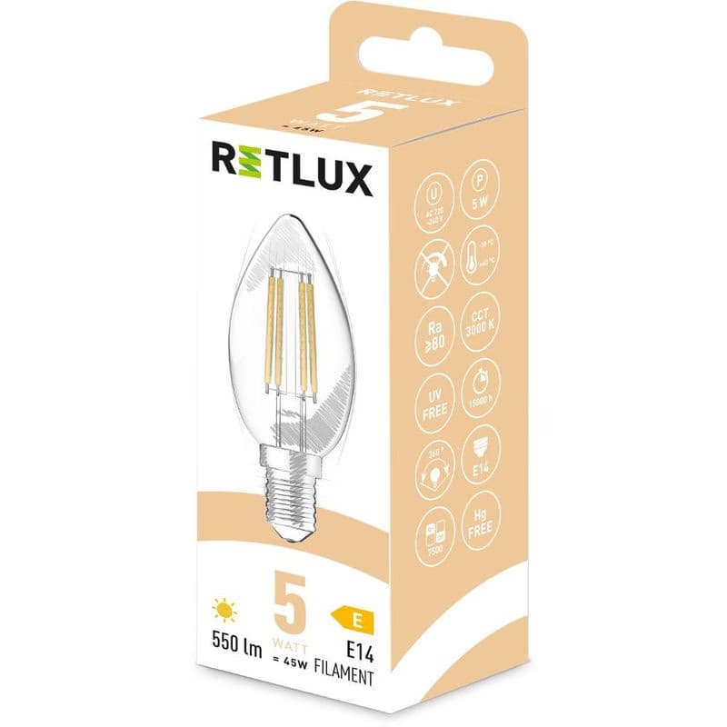RFL 400 Fil. C35 E14 sviečka 5W WW RETLUX 6