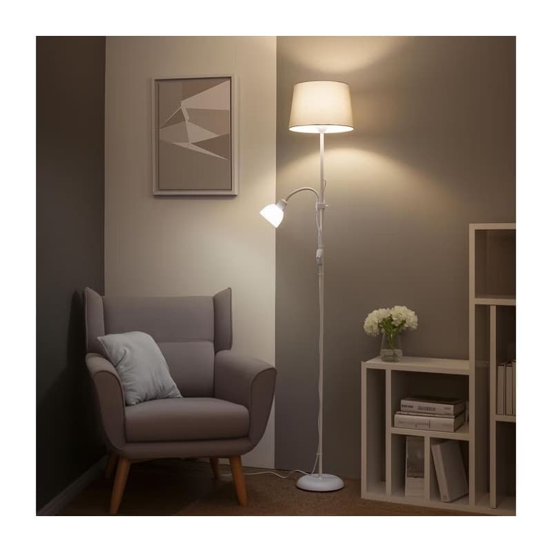 Brilagi - Stojacia lampa CERIA 1xE27/100W/230V + 1xE14/25W biela/šedá 1xBG2824+1xEG781036