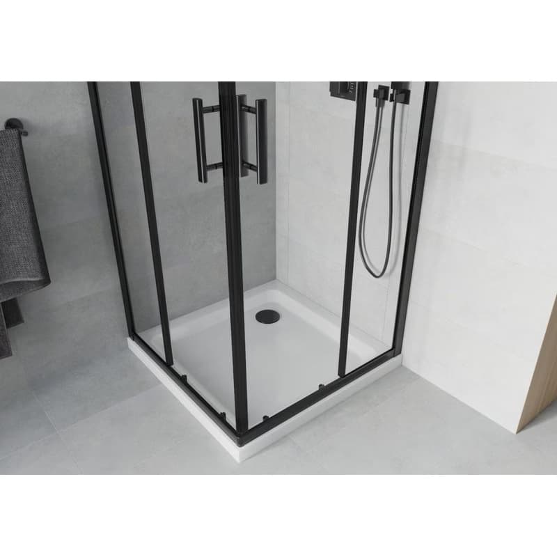 MEXEN/S - Rio sprchovací kút štvorec 80x80, transparent, čierna + biela vanička so sifónom 860-080-080-70-00-4010B 5