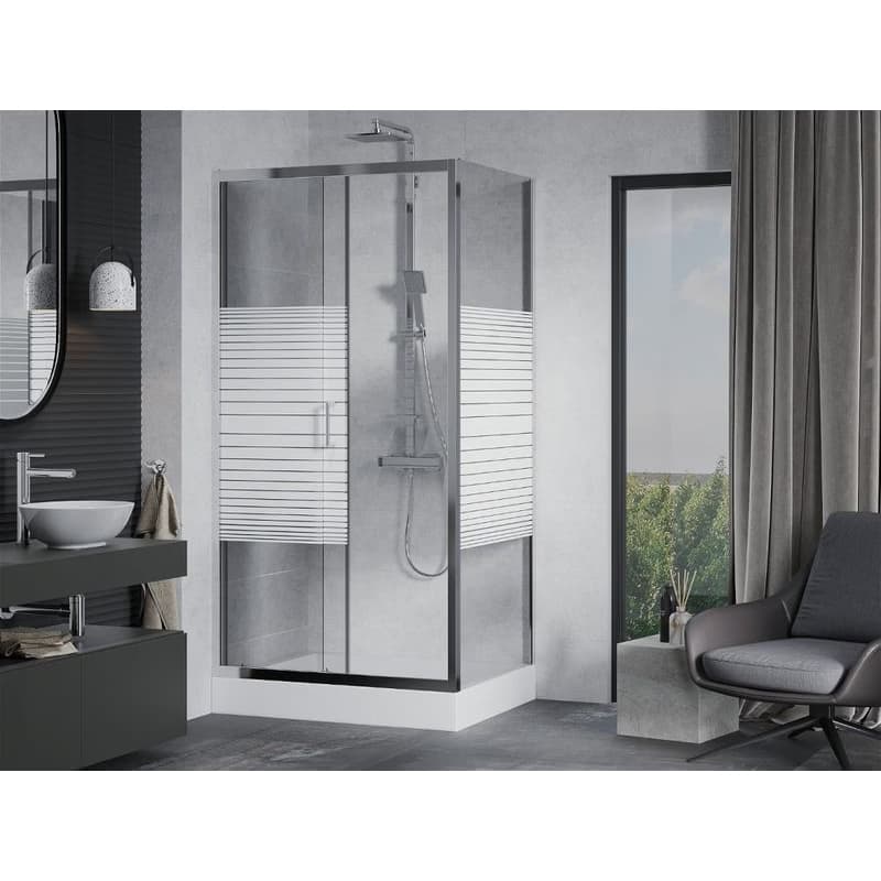 MEXEN/S - Apia Sprchovací kút 120x90, pruhy, chróm + vanička Rio 840-120-090-01-20-4510 3