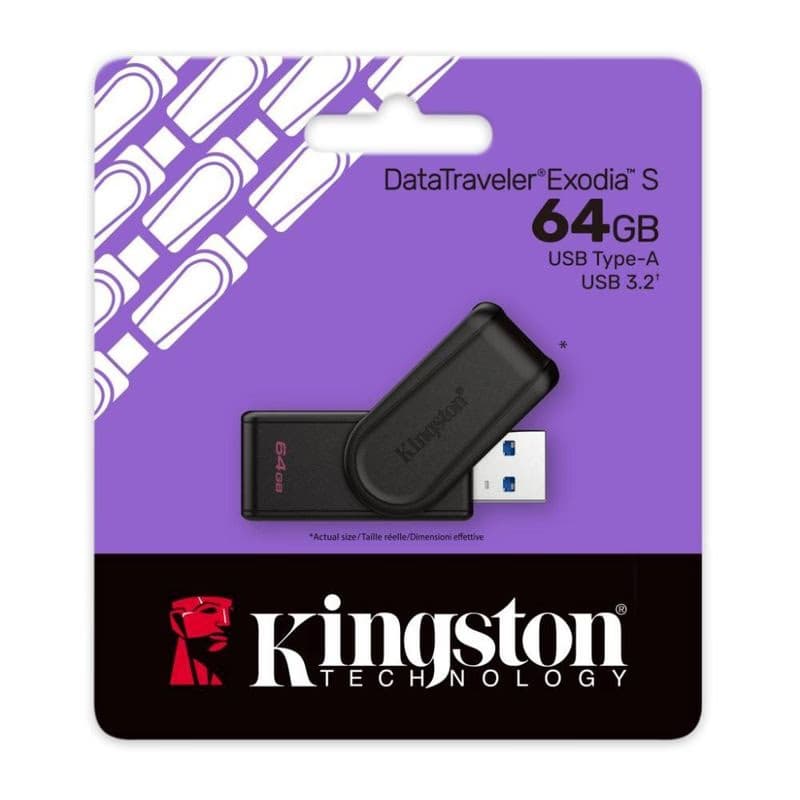 Kingston Flash Disk 64GB USB3.2 Gen 1 DataTraveler Exodia S (Black) 3