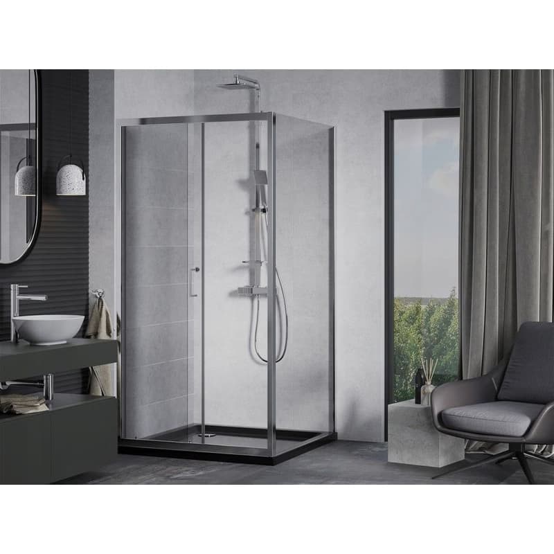 MEXEN/S - Apia Sprchovací kút 100x100, transparent, chróm + vanička so sifónom 840-100-100-01-00-4070 3