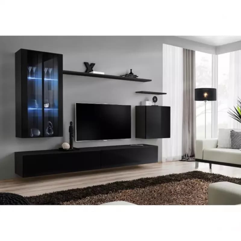 Obývacia stena Switch Sklo +LED XII čierna 1