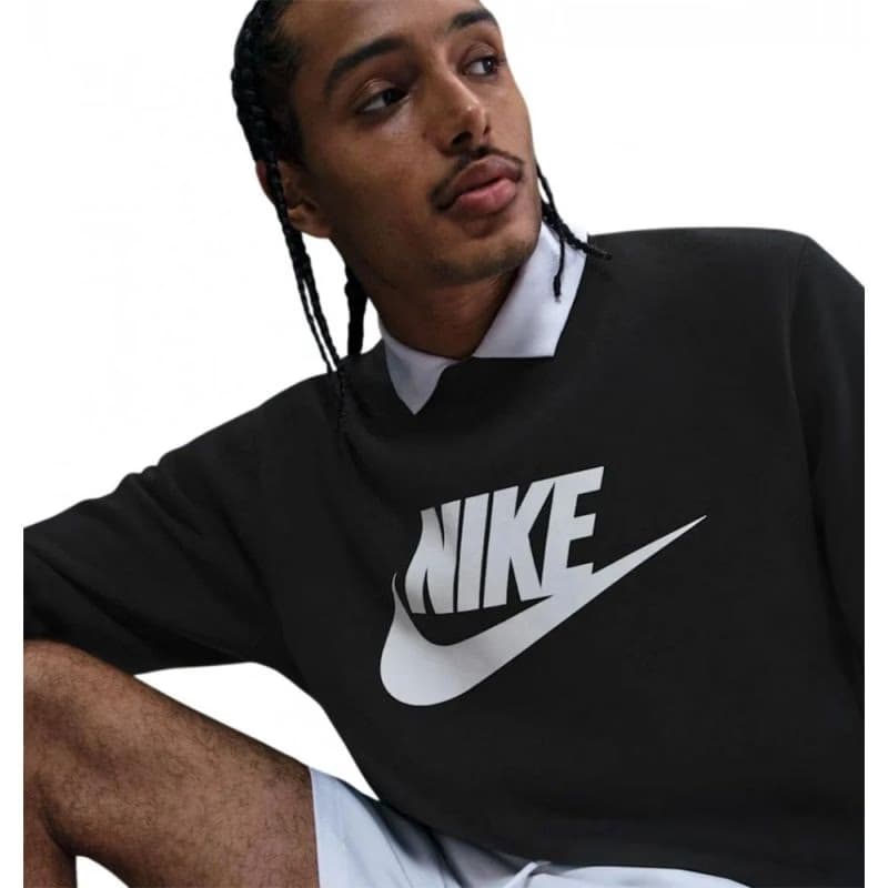 Pánska zateplená mikina NIKE M NK CLUB BB GFX CREW BLACK WHITE 5