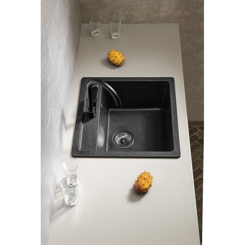 SAPHO SAPHO - Granitový vstavaný mono drez, 53x50cm, čierny GR1034 5