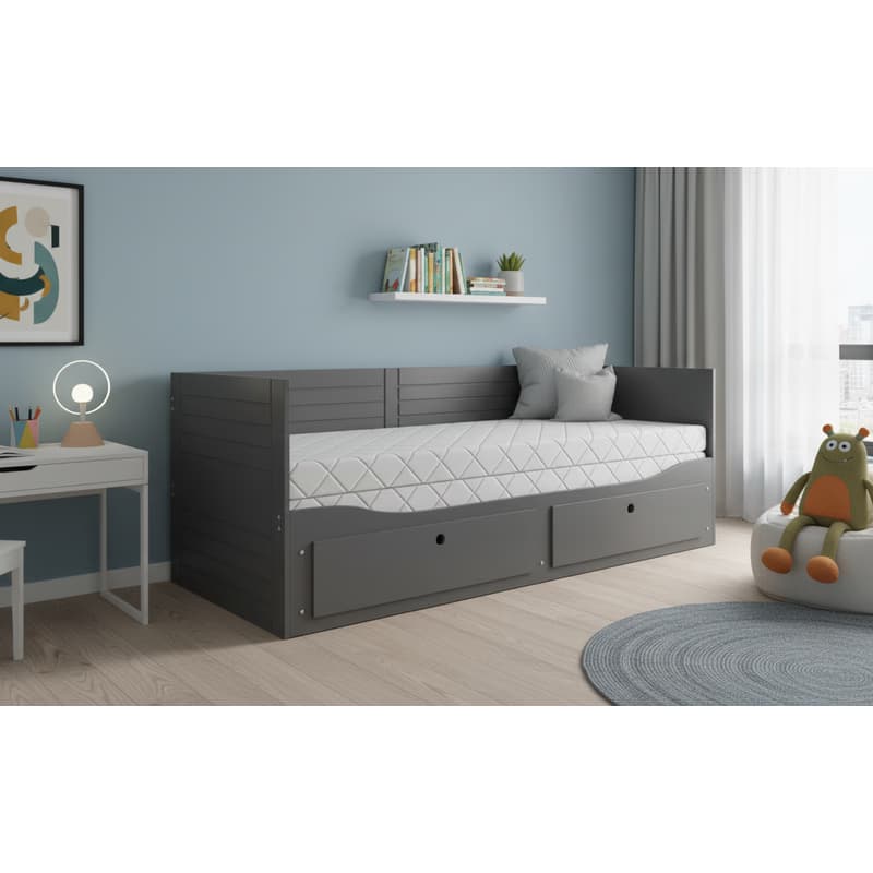 BMS Detská posteľ HERMES s matracom | sivá 80 x 200 cm 1