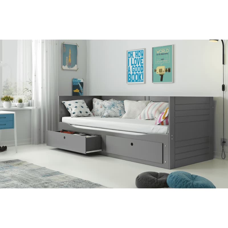 BMS Detská posteľ HERMES s matracom | sivá 80 x 200 cm 3