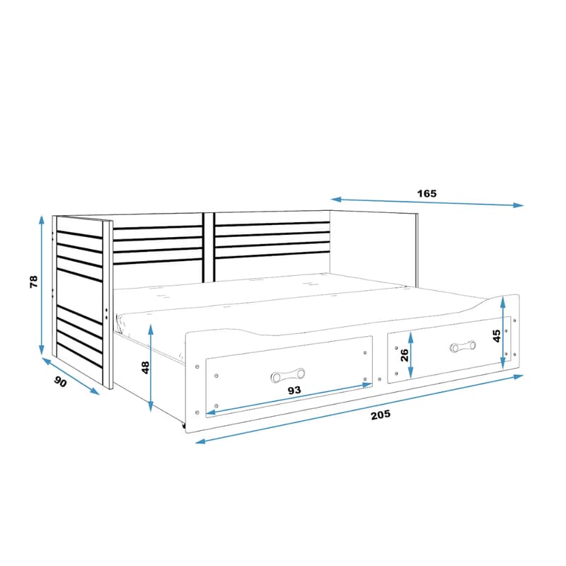 BMS Detská posteľ HERMES s matracom | sivá 80 x 200 cm 5