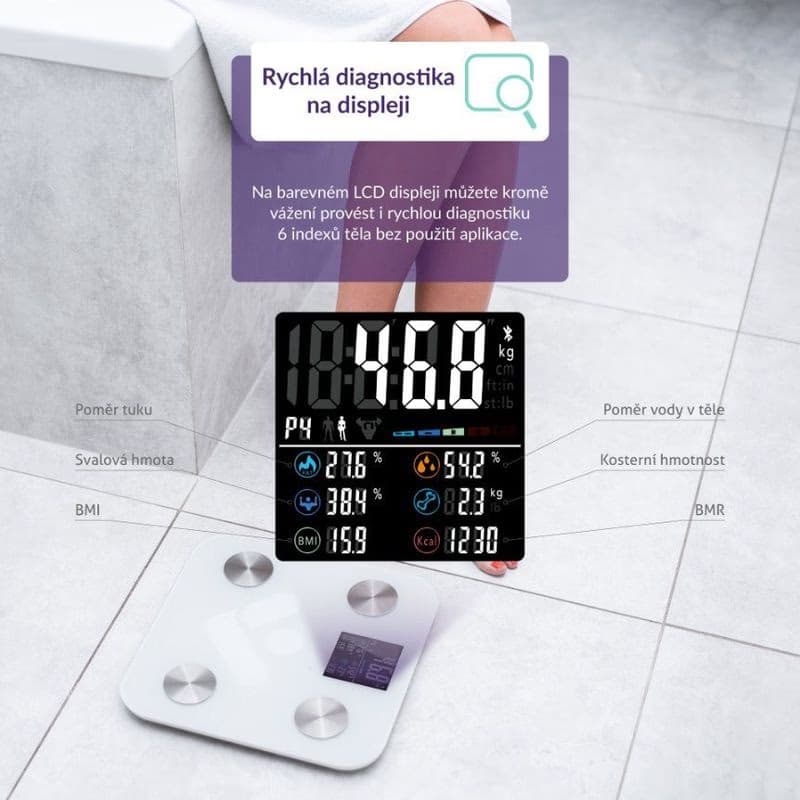 TrueLife FitScale W6 BT - Bioelektrická impedančná bluetooth váha - biela 2