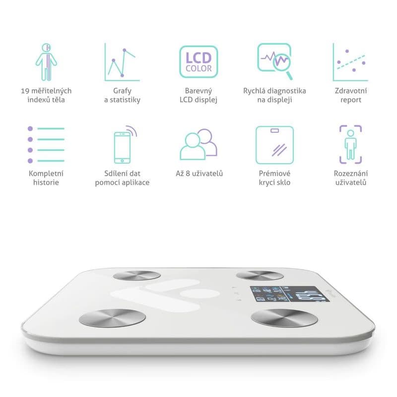 TrueLife FitScale W6 BT - Bioelektrická impedančná bluetooth váha - biela 3