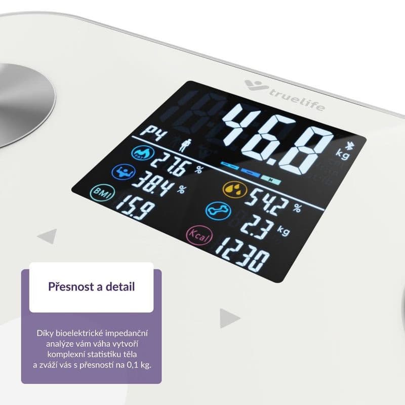 TrueLife FitScale W6 BT - Bioelektrická impedančná bluetooth váha - biela 5