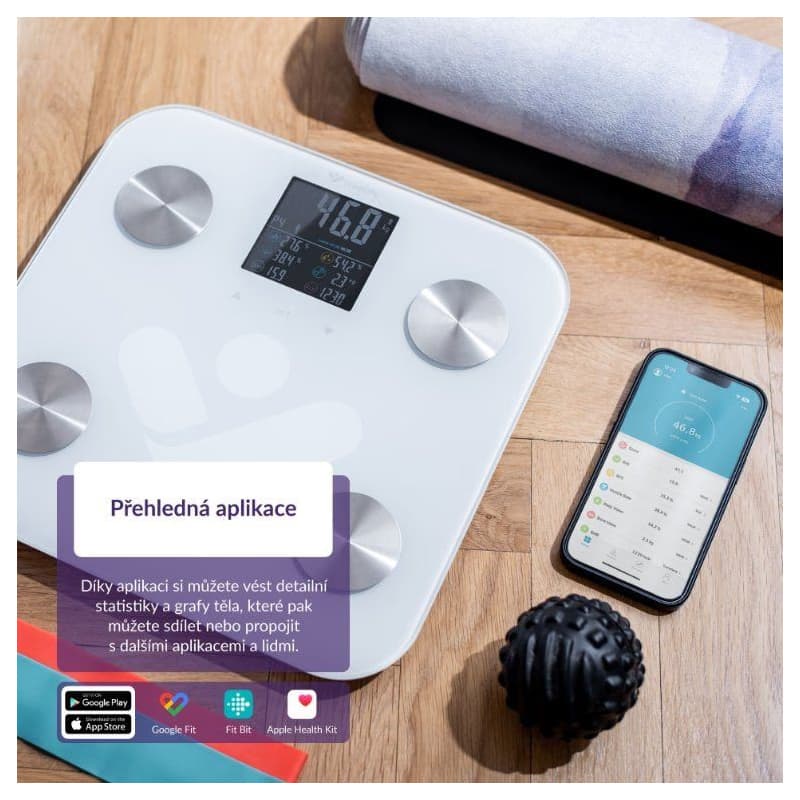 TrueLife FitScale W6 BT - Bioelektrická impedančná bluetooth váha - biela 6