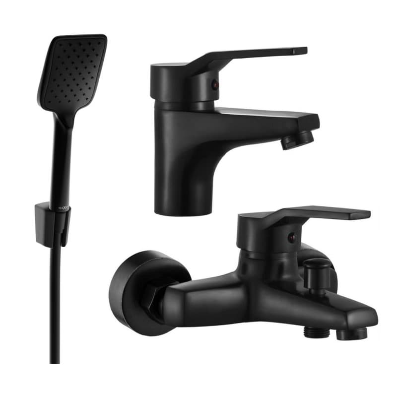 MEXEN/S - Caro R62 SET vaňová a umývadlová batéria, čierna 746603R62-70