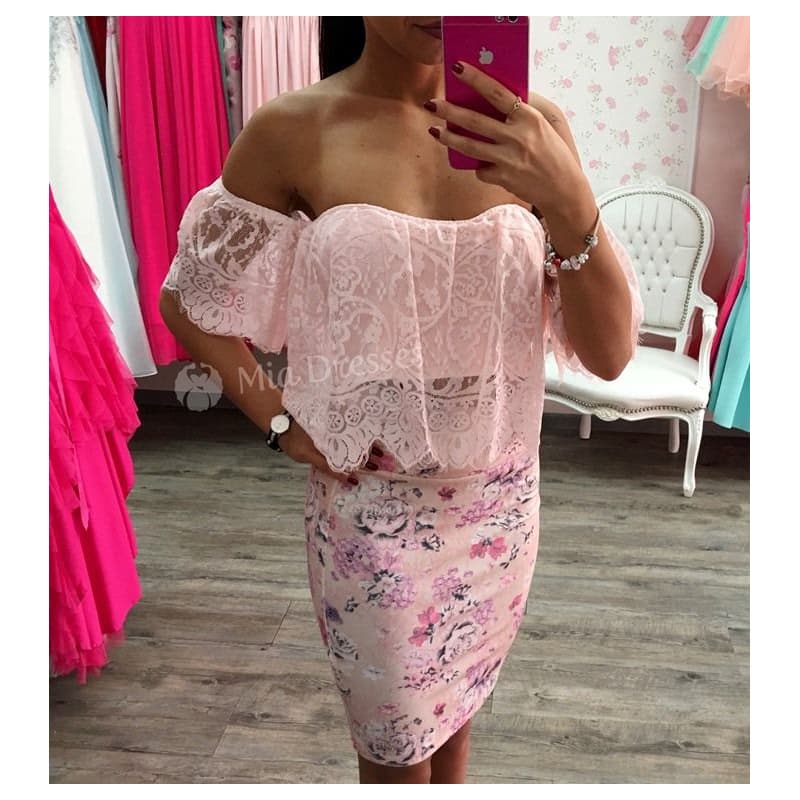Parisse Svetloružový čipkovaný crop top Veľkosť: UNI 1