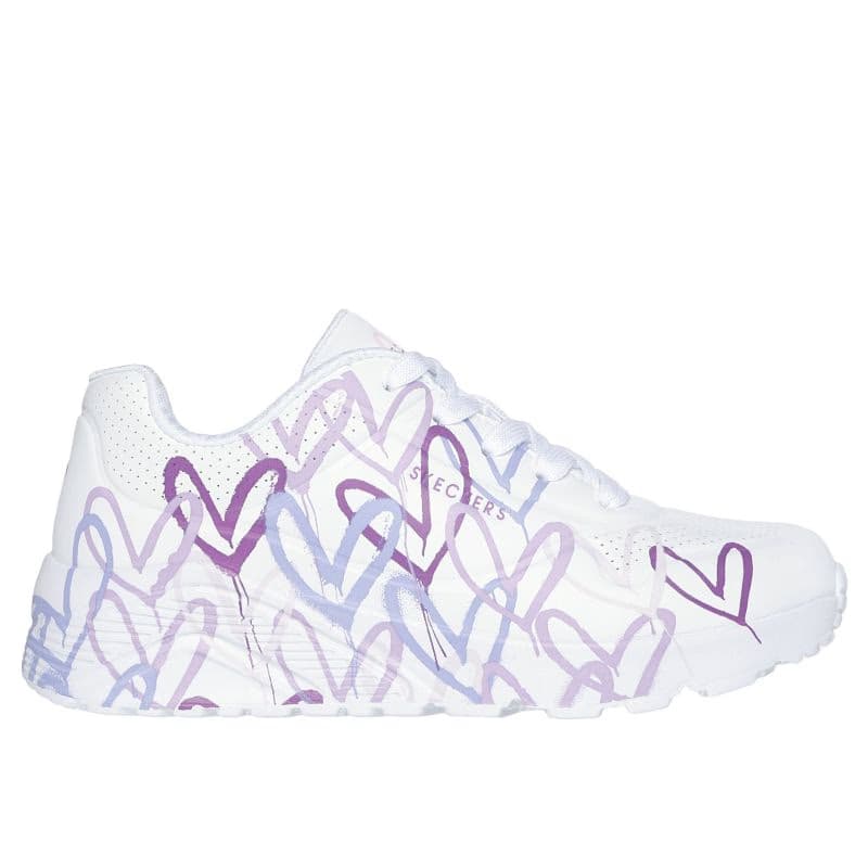Dievčenská rekreačná obuv SKECHERS Uno Lite Spread The Love white light purple 2