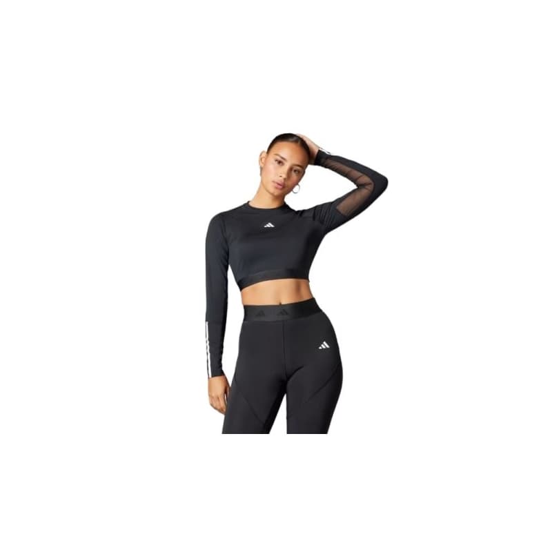 Dámske tréningové tričko s dlhým rukávom ADIDAS HYGLM CRO LS BLACK WHITE 1