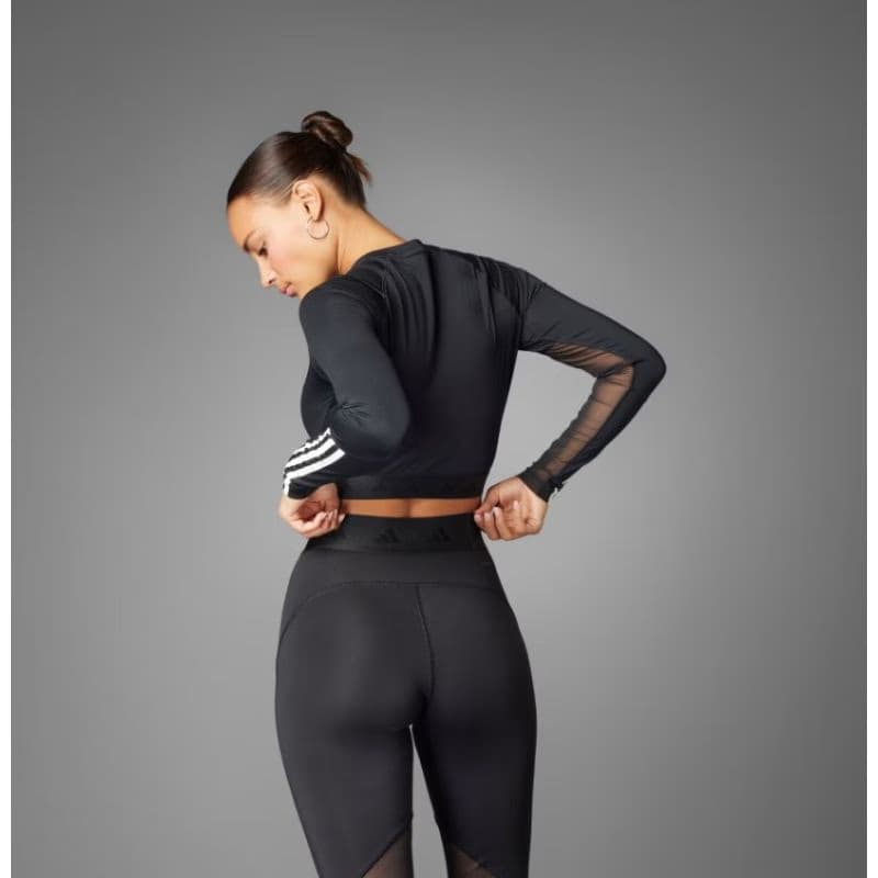 Dámske tréningové tričko s dlhým rukávom ADIDAS HYGLM CRO LS BLACK WHITE 2