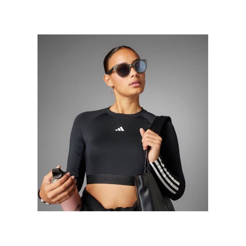 Dámske tréningové tričko s dlhým rukávom ADIDAS HYGLM CRO LS BLACK WHITE 3