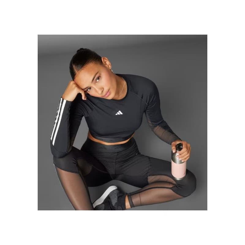 Dámske tréningové tričko s dlhým rukávom ADIDAS HYGLM CRO LS BLACK WHITE 4