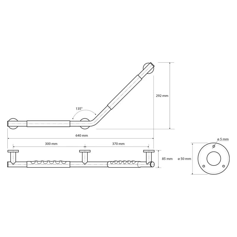 SAPHO - Madlo 135° s protiskluzem, PRAVÉ, nerez lesk XR508 2