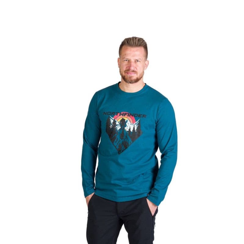 Pánske turistické tričko s dlhým rukávom NORTHFINDER CLAIR-526inkblue 2