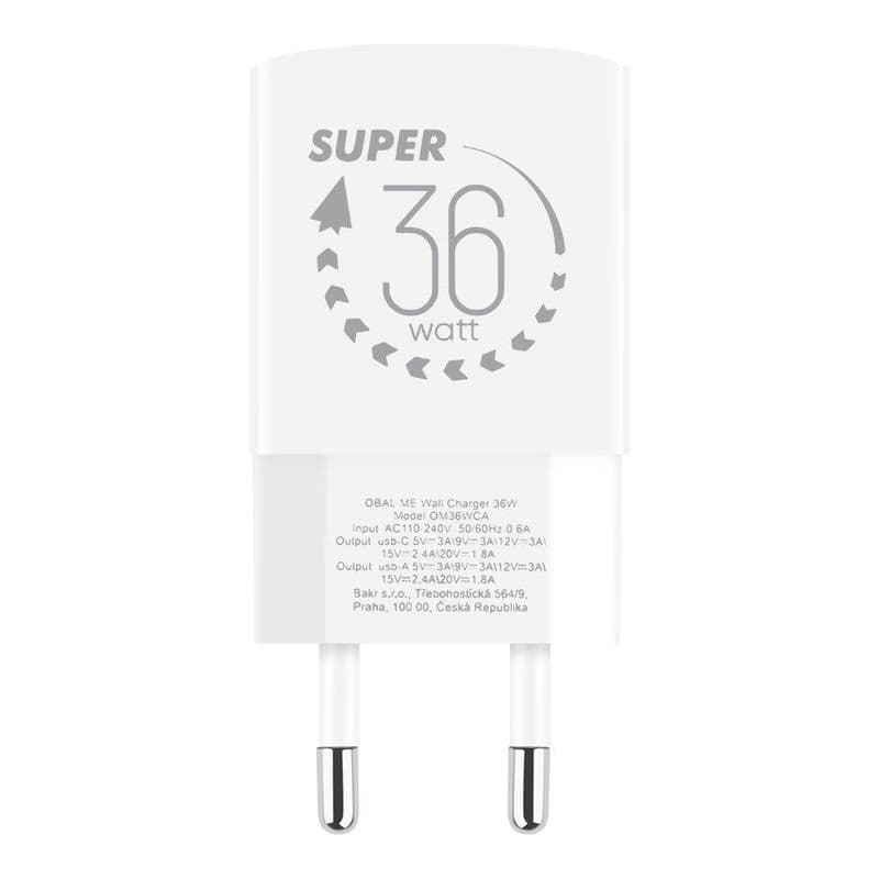 OBAL:ME GaN Cestovná Nabíjačka USB-A + USB-C 36W White 2