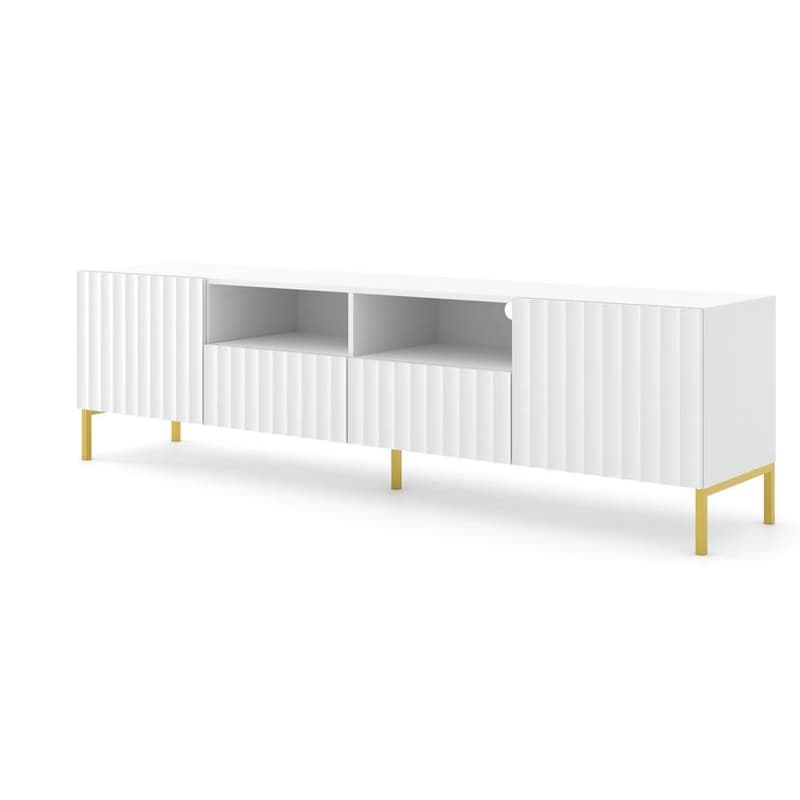 ArtBm Tv stolík WAVE 200 | 2D2S Prevedenie: Biely mat / zlaté nohy 1