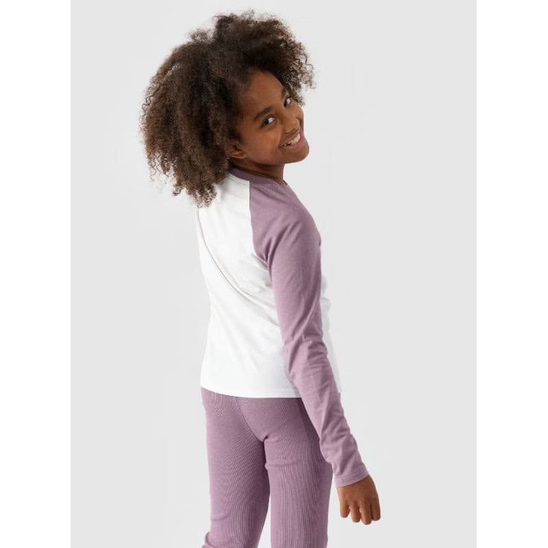 Dievčenské tričko s dlhým rukávom 4F JUNIOR LONGSLEEVE-JWAW24TLONF291-51S-VIOLET 3