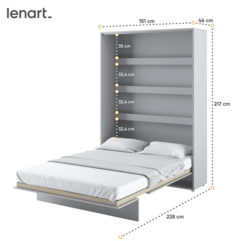 Dig-net nábytok Sklápacia posteľ Lenart BED CONCEPT BC-01 sivá | 140 x 200 cm 4