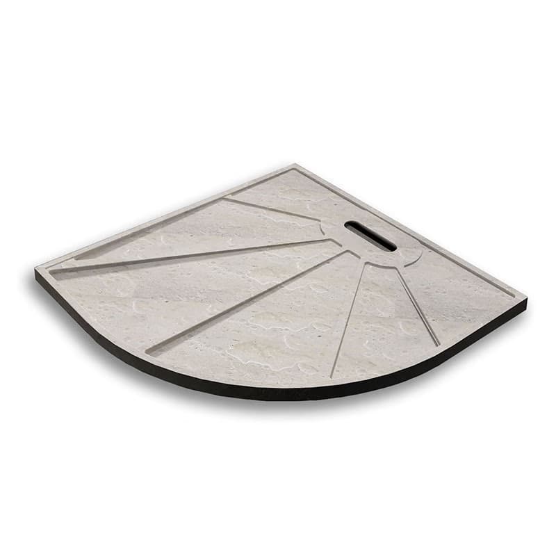 H K - BLACK STAR sprchová vanička z liateho mramoru, štvrťkruh, 80x80x3 cm SE-BLACKSTAR88RSET 2