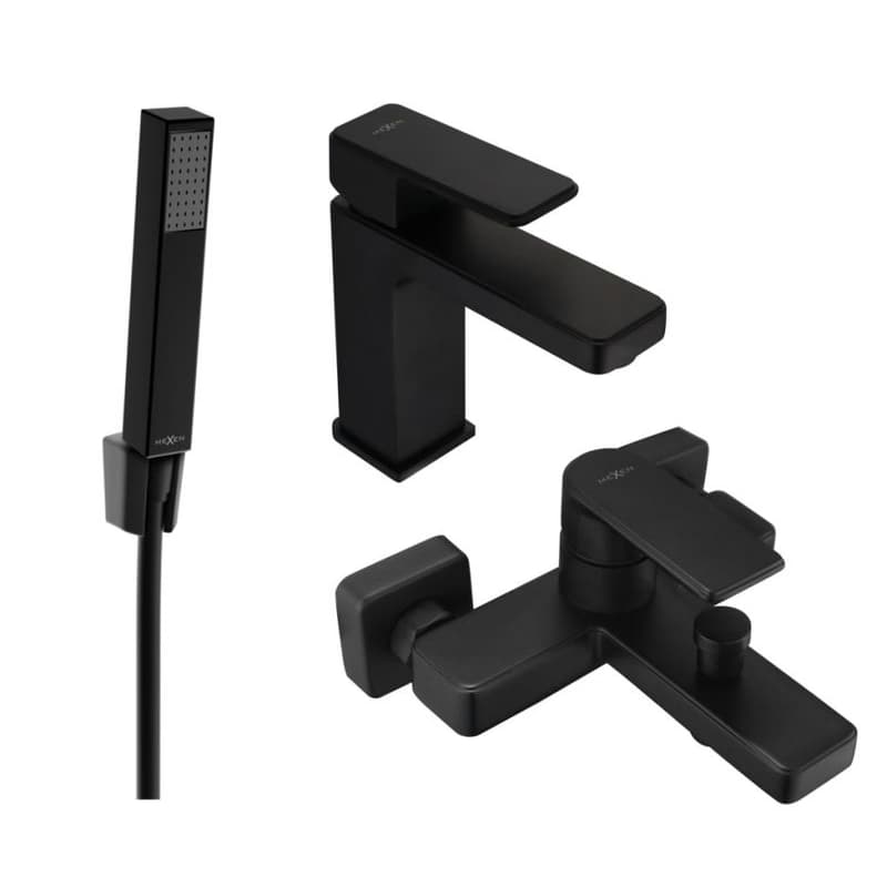MEXEN/S - Mino R77 SET umývadlová batéria + vaňové s príslušenstvom, čierna 72403R77-70 1