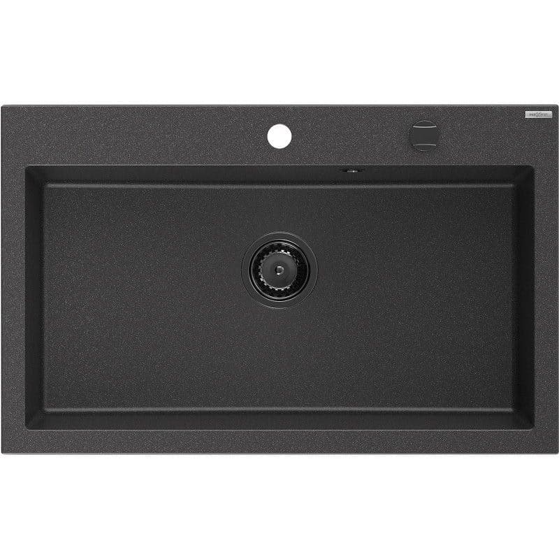 MEXEN/S MEXEN/S - Elix granitový drez 1-miska 800 x 500 mm, čierna kropenatá, sifón čierna 6527801005-76-B