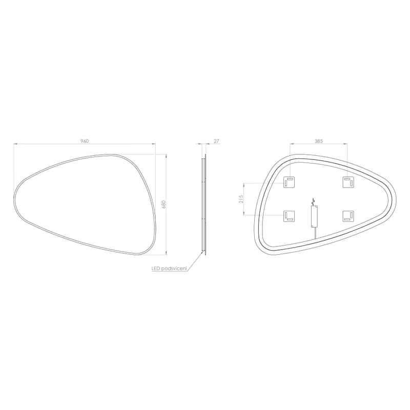 SAPHO - ELENA LED podsvietené zrkadlo 20W, 68x96cm, čierna mat 30574CI 4