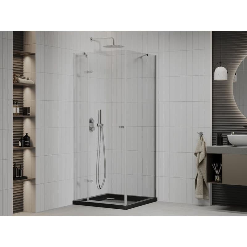 MEXEN/S - Roma sprchovací kút 80x80, transparent, chróm + čierna vanička so sifónom 854-080-080-01-00-4070 2