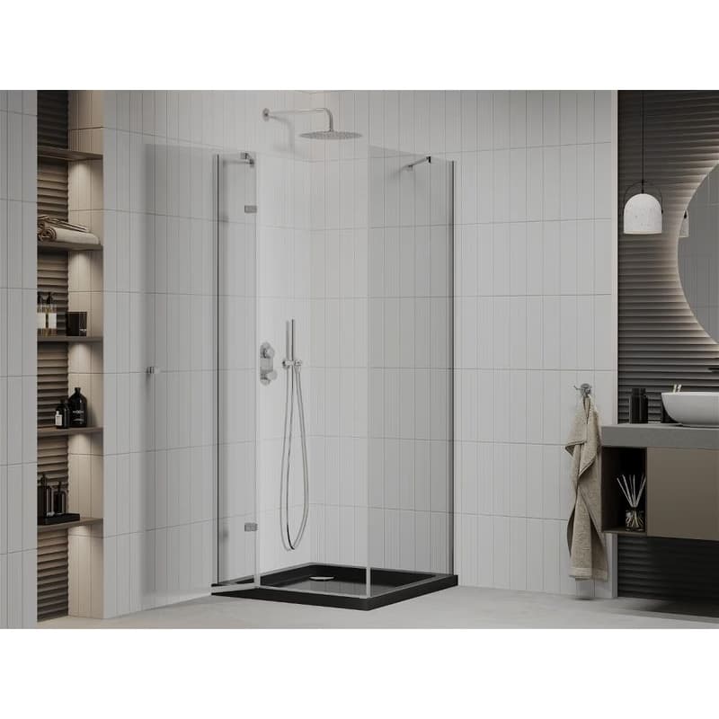 MEXEN/S - Roma sprchovací kút 80x80, transparent, chróm + čierna vanička so sifónom 854-080-080-01-00-4070 3