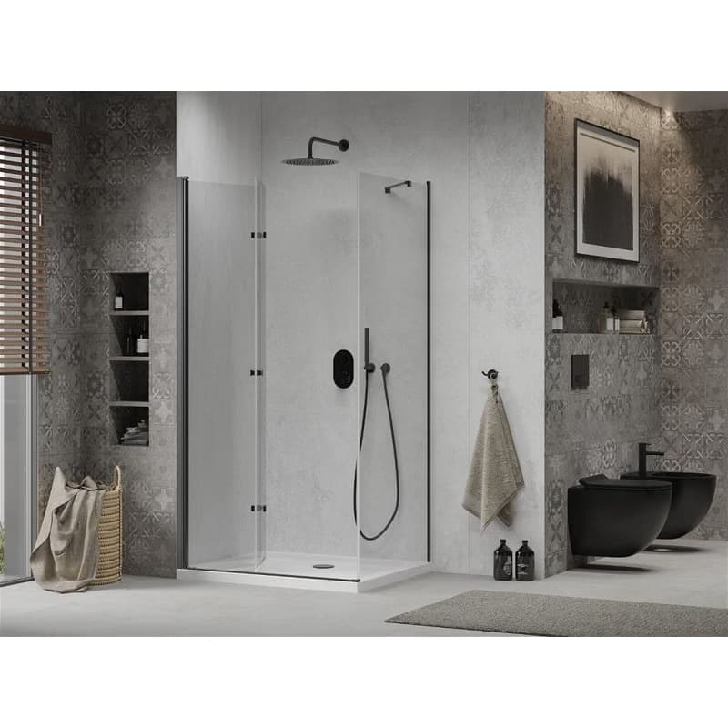 MEXEN/S - Lima sprchovací kút 100x90, transparent, čierna + biela vanička so sifónom 856-100-090-70-00-4010B 3