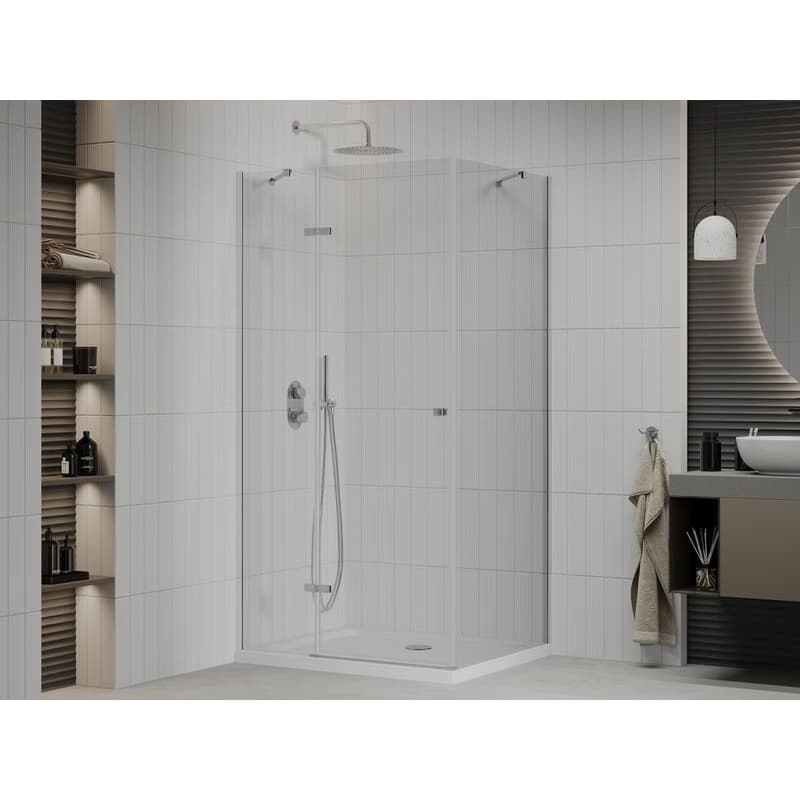 MEXEN/S - Roma sprchovací kút 80x100, kyvný, číre sklo, chróm + vanička 854-080-100-01-00-4010 2