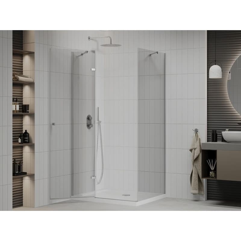 MEXEN/S - Roma sprchovací kút 80x100, kyvný, číre sklo, chróm + vanička 854-080-100-01-00-4010 3