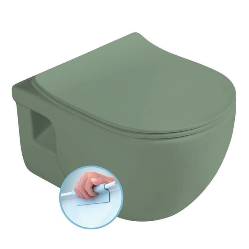 SAPHO - BRILLA závesná WC misa, Rimless, 36,5x53cm, zelená mat 100614-128 1