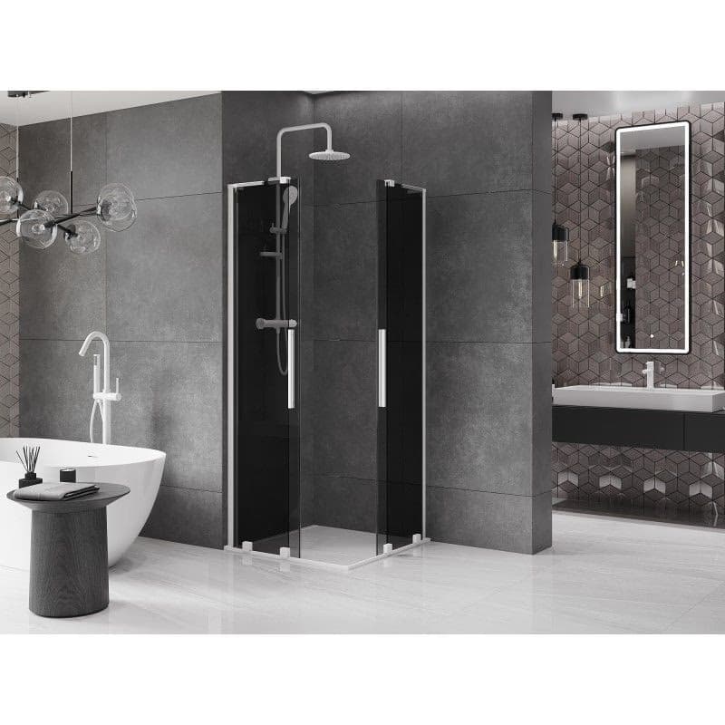 MEXEN/S - Velar L Duo sprchovací kút, posuvné dvere 100 x 100, grafit, biela 871-100-100-02-43-20 2