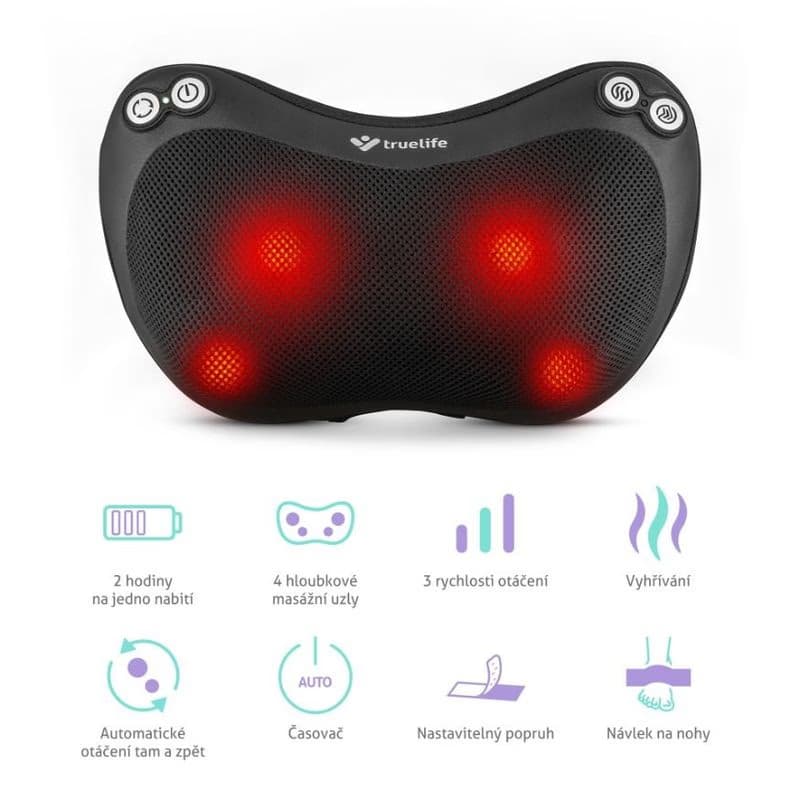 TrueLife RelaxBack B3 Charge - masážny vankúš s dobíjacou batériou 3