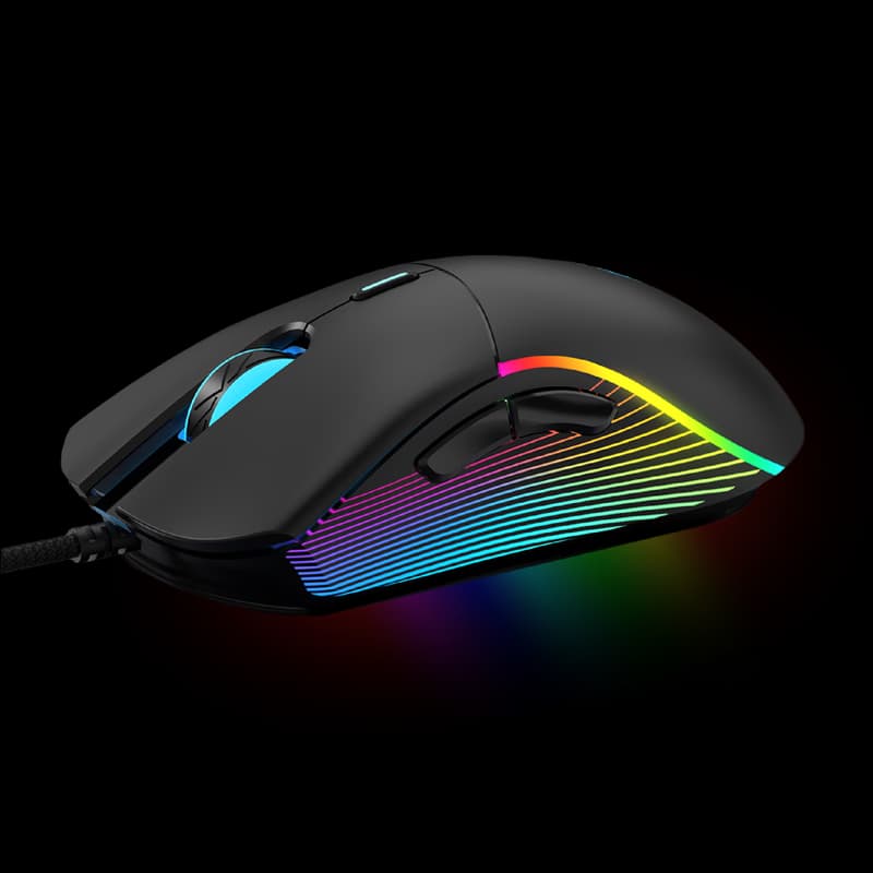 WG - Herná drôtová RGB myš WG Chameleon III., RGB LED, čierna