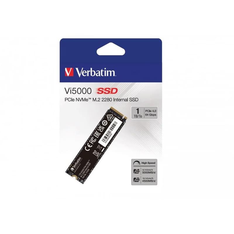 VERBATIM SSD Vi5000 Internal PCIe NVMe M.2 SSD 1TB, W 4500/R 5000 MB/s 4