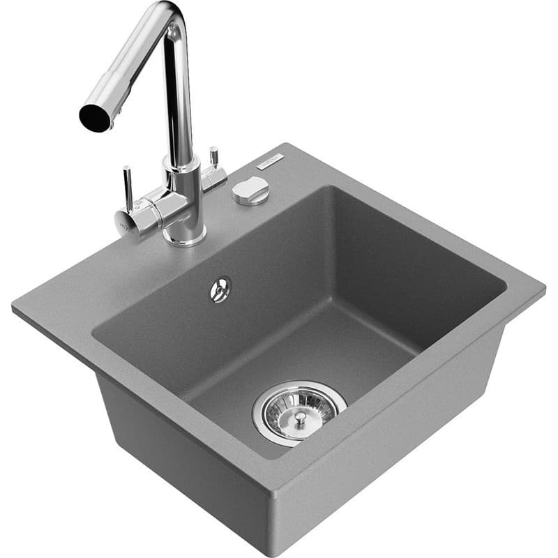 MEXEN/S MEXEN/S - Milo granitový drez vrátane batérie Duero, šedá 6505-71-671600-00