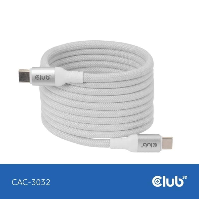 Club3D Kábel magnetický USB-C, 240W PD3.1, 480 Mbps, 2m, biela 5