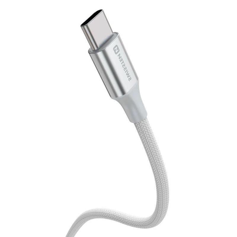 SWISSTEN DÁTOVÝ KÁBEL TEXTILE II USB-C / USB-C 1,5 M BIELÝ 3