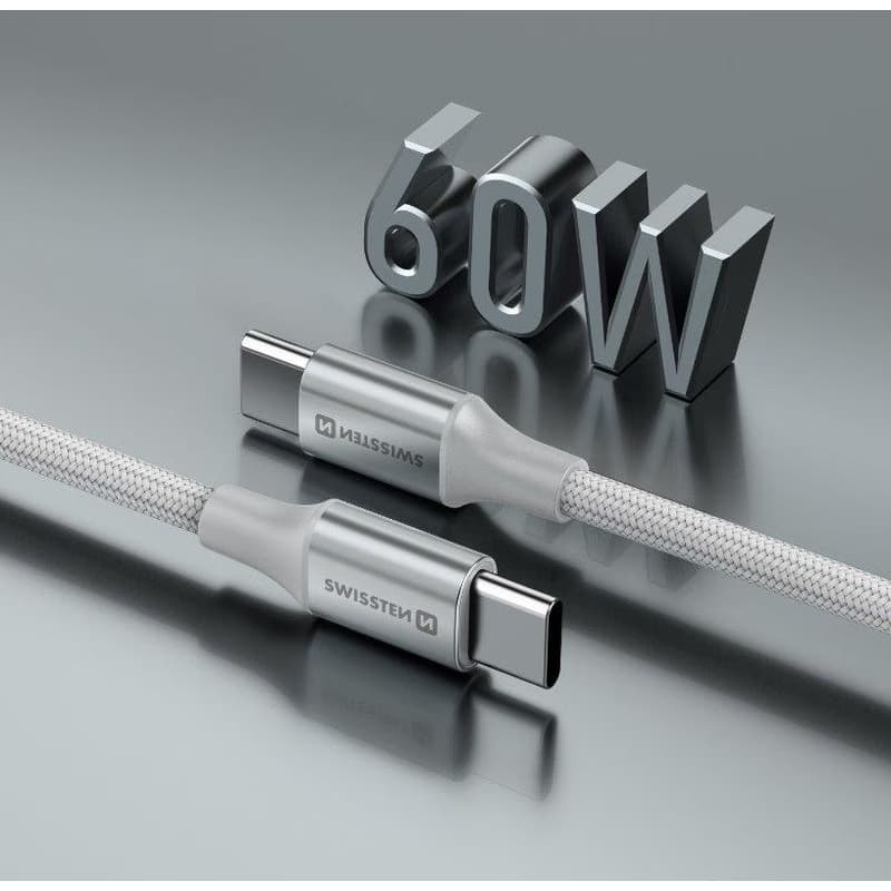 SWISSTEN DÁTOVÝ KÁBEL TEXTILE II USB-C / USB-C 1,5 M BIELÝ 4